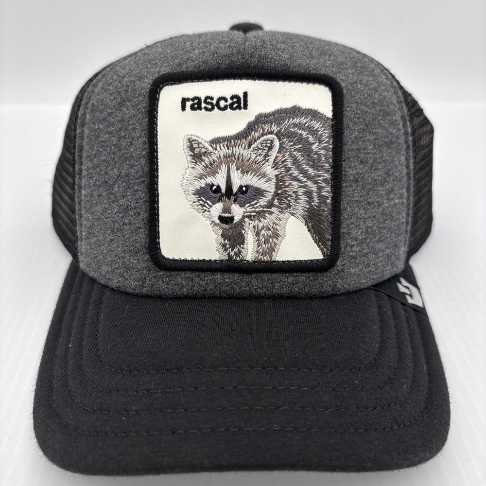 Goorin Bros Trucker Hat Kids OS Grey Rascal Raccoon Mesh Snapback Cap One Size